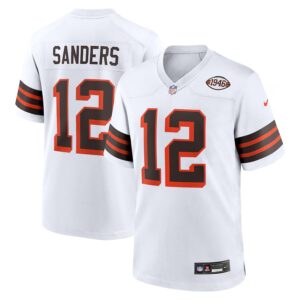 Men's Shedeur Sanders #12 White Cleveland Browns 2025 Draft 2nd Alternate Game Jersey