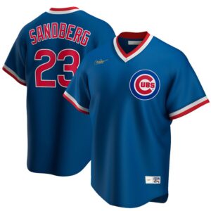 Men's  Chicago Cubs #23 Ryne Sandberg Road Cooperstown Collection Player Royal Jersey
