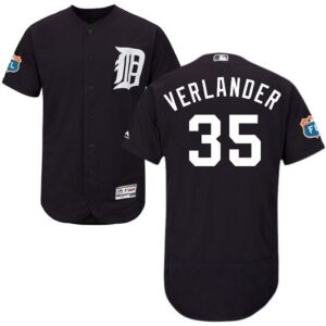 Detroit Tigers #35 Justin Verlander Navy Blue Flexbase Collection Stitched Jersey
