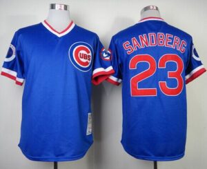 Mitchell And Ness 1984 Chicago Cubs #23 Ryne Sandberg Blue Throwback Stitched Jersey