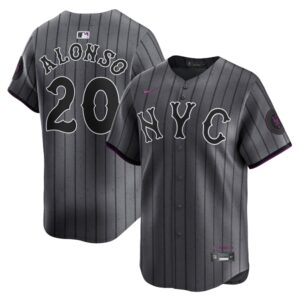 Men's New York Mets #20 Pete Alonso  Graphite 2024 City Connect Limited Player Jersey