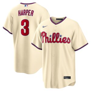 Philadelphia Phillies Bryce Harper #3 Cream Alternate Replica Jersey