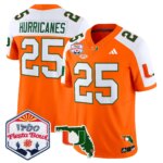 #25 Hurricanes #25 Miami Hurricanes MIA 2026 The Fiesta Bowl & Florida Patch Vapor Limited Jersey - All Stitched