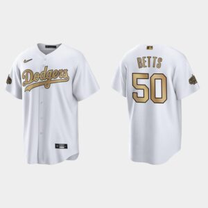 Men's Los Angeles Dodgers #50 Mookie Betts 2022 All-Star Game Cool Base Jersey - White