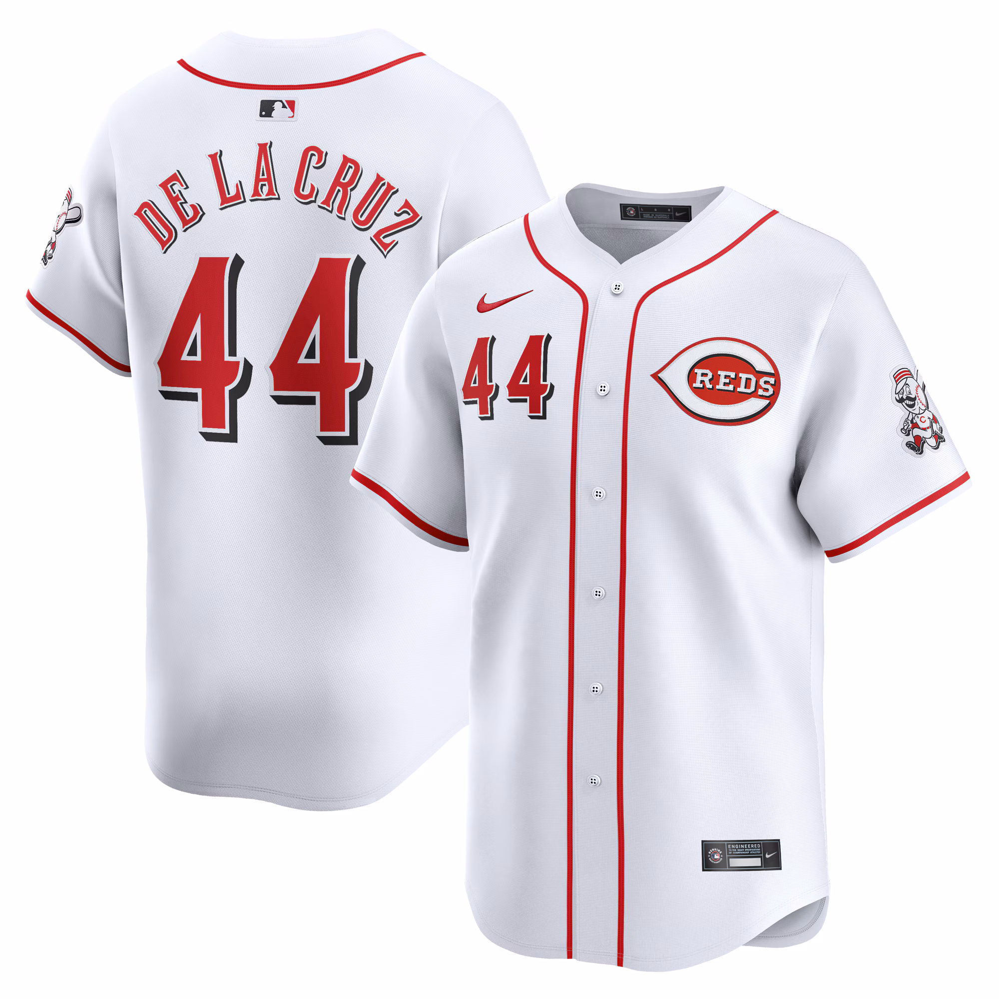 Youth Cincinnati Reds Elly De La Cruz #44 White Home Limited Player Jersey