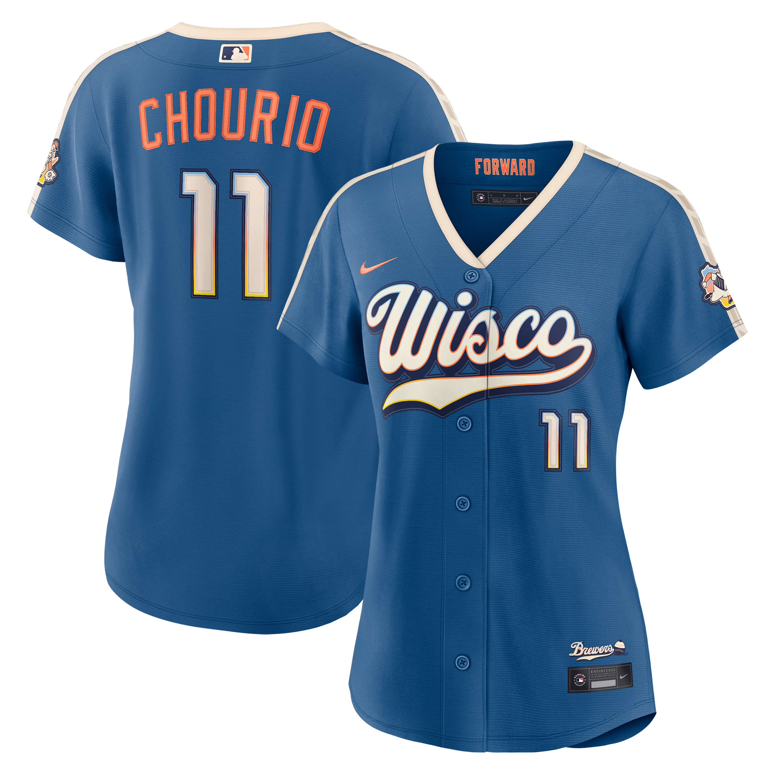 Women's Milwaukee Brewers Jackson Chourio #11 Mineral Blue 2026 City Connect Stadium Jersey
