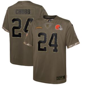 Nick Chubb Cleveland Browns  Youth 2022 Salute To Service Player Limited Jersey - Olive
