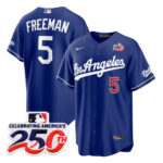 Freddie Freeman #5 Los Angeles Dodgers 250th Patch Royal Royal Alternate Stadium Jersey - Blue