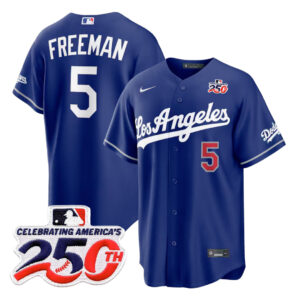 Freddie Freeman #5 Los Angeles Dodgers 250th Patch Royal Royal Alternate Stadium Jersey - Blue