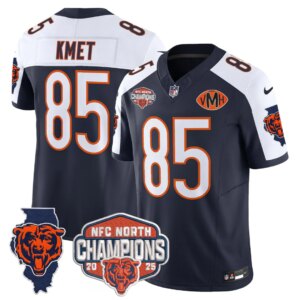 Cole Kmet #85 Chicago Bears CHI 2025 NFC North Champions Patch Jersey V2 - All Stitched