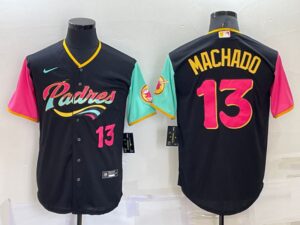 Men's San Diego Padres #13 Manny Machado 2022 City Connect Cool Base Jersey - Black