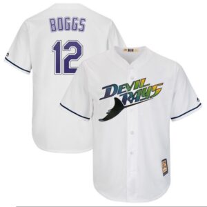 Men's Mitchell & Ness Tampa Bay Rays #12 Wade Boggs White 1998 Throwback Jersey