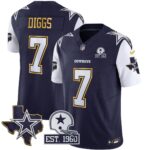 Trevon Diggs #7 Cowboys Texas Patch Gold Trim Vapor Jersey - All Stitched