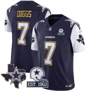 Trevon Diggs #7 Cowboys Texas Patch Gold Trim Vapor Jersey - All Stitched