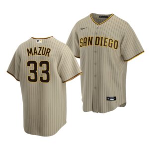 Men's San Diego Padres #33 Adam Mazur 2022 Draft Jersey Brown Alternate
