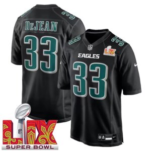 Men’s #33 Cooper DeJean Carbon Black Super Bowl LIX Fashion Game Player Jersey