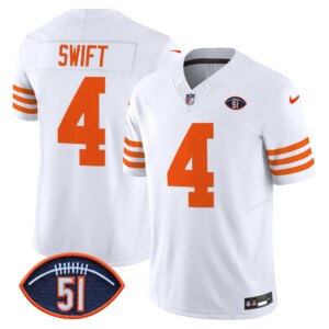 D'Andre Swift #4 Chicago Bears CHI Dick Butkus Patch Throwback Vapor Limited Jersey - All Stitched