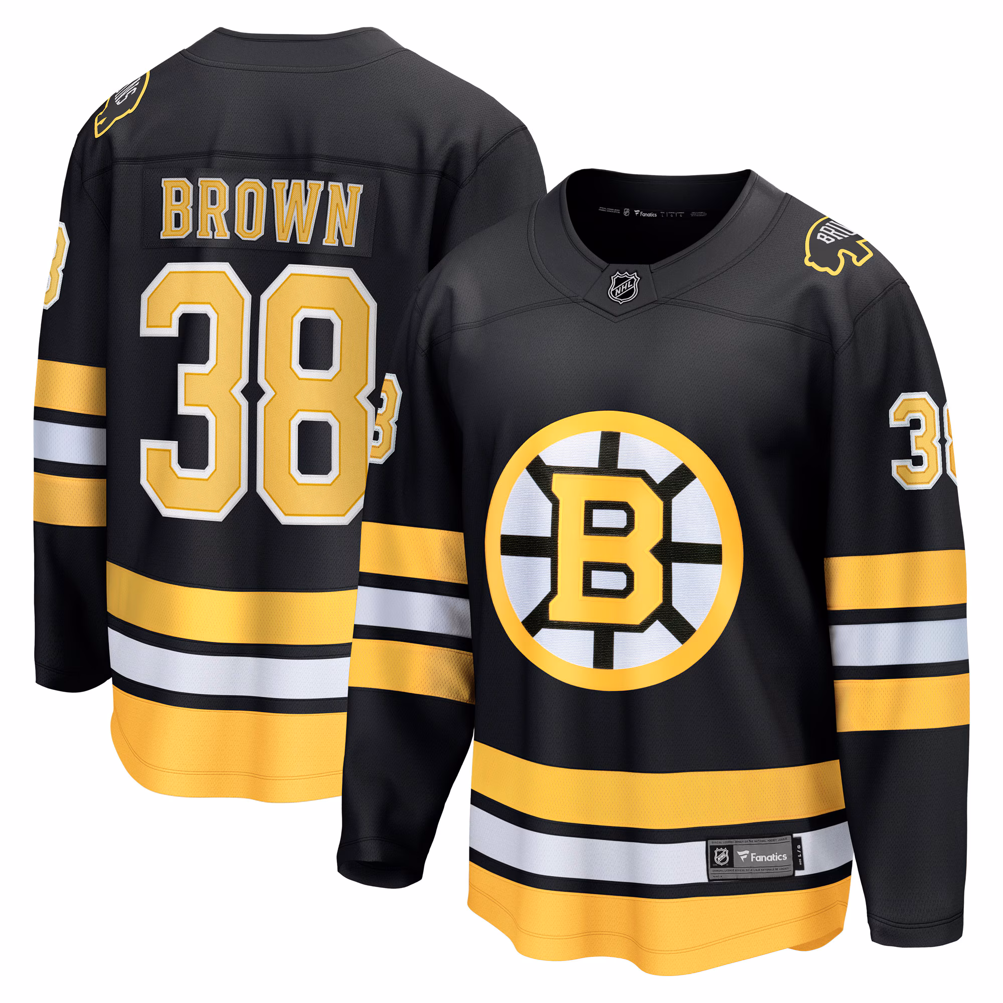 Boston Bruins Patrick Brown #38 Fanatics Black Home Breakaway Player Jersey