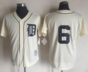 Mitchell And Ness 1968 Detroit Tigers #6 Al Kaline Cream Throwback Stitched Jersey