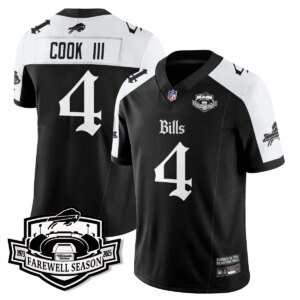James Cook III #4 Buffalo Bills BUF Gothic Vapor Limited Jersey - Farewell Highmark Patch - All Stitched