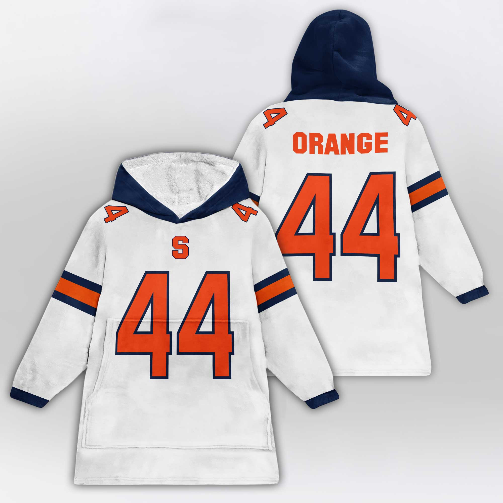 Kid #44 Navy Syracuse Football Unisex Blanket Hoodie - Image 4