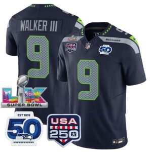Kenneth Walker III #9 Seattle Seahawks Super Bowl LX 250th Patch Vapor Limited Game Jersey - All Stitched