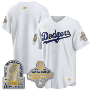 Team Los Angeles Dodgers 9x Champs Gold Collection Stadium Vapor Limited Jersey - All White