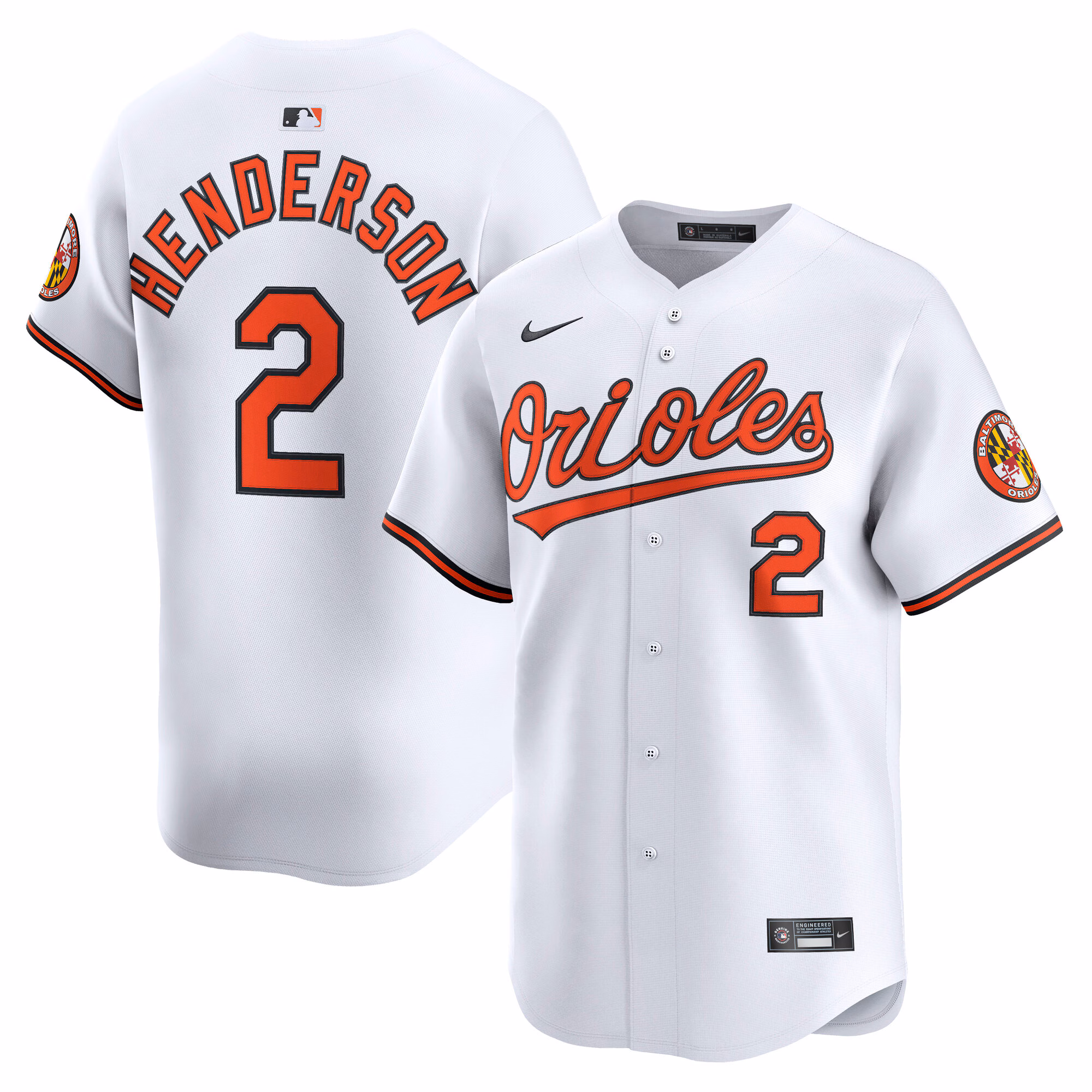 Baltimore Orioles Gunnar Henderson #2 White Home Limited Player Jersey