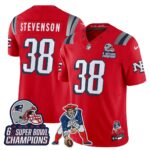 Rhamondre Stevenson #38 New England Patriots 2025 Rivalries 6x Champions & Throwbacks Mascot Patch Vapor Limited Jersey - All Stitched