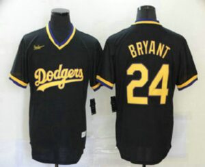 Men's Los Angeles Dodgers #24 Kobe Bryant Black Stitched Pullover Throwback  Jersey
