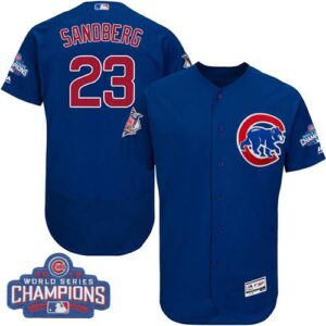 Chicago Cubs #23 Ryne Sandberg Blue Flexbase Collection 2016 World Series Champions Stitched Jersey