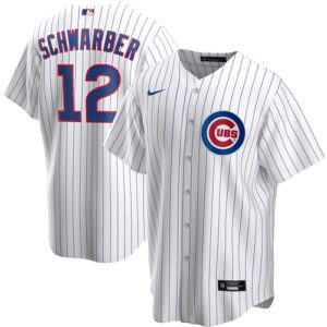 Men's  Chicago Cubs #12 Kyle Schwarber White Home 2020 Jersey