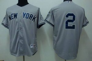 New York Yankees #2 Derek Jeter Stitched Grey Jersey