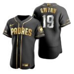 San Diego Padres #19 Tony Gwynn  Black Golden Edition Flex Base Jersey
