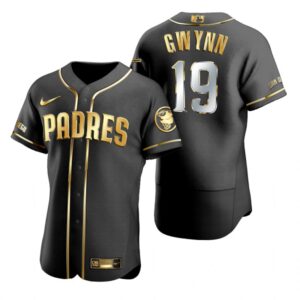 San Diego Padres #19 Tony Gwynn  Black Golden Edition Flex Base Jersey