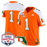 Team #1 Miami Hurricanes MIA 2026 The Fiesta Bowl & Florida Patch Vapor Limited Jersey - All Stitched