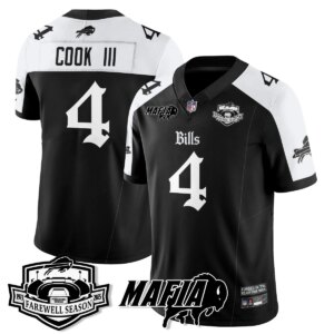 James Cook III #4 Buffalo Bills BUF Mafia Gothic Vapor Limited Jersey - Farewell Highmark Patch - All Stitched