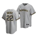Men's Milwaukee Brewers #22 Eric Brown 2022 Draft Jersey Gray Road