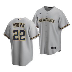 Men's Milwaukee Brewers #22 Eric Brown 2022 Draft Jersey Gray Road