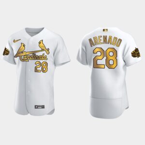 Men's St. Louis Cardinals #28 Nolan Arenado 2022 All-Star Game Flex Base Jersey - White Gold