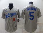 Men's  Los Angeles Dodgers #5 Freddie Freeman Grey 2021 Cool Base Stitched Jersey