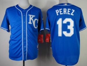 Kansas City Royals #13 Salvador Perez Blue Alternate 2 Cool Base Stitched Jersey