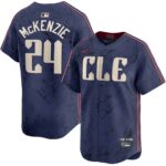 Men's Cleveland Guardians #24 Triston McKenzie 2024 Navy City Connect Limited Jersey