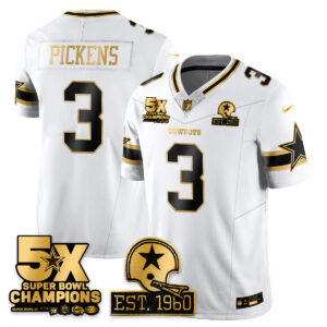 George Pickens #3 Dallas Cowboys Time Champions Patch Vapor Limited Gold Jersey - All Stitched