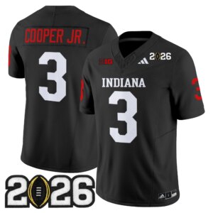 Omar Cooper Jr. #3 Ndiana Hoosiers IND 2026 CFP Final Patch Vapor Limited Jersey V2 - All Stitched