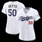 Women's Los Angeles Dodgers Mookie Betts #50 White 2026 Gold Collection Stadium Jersey