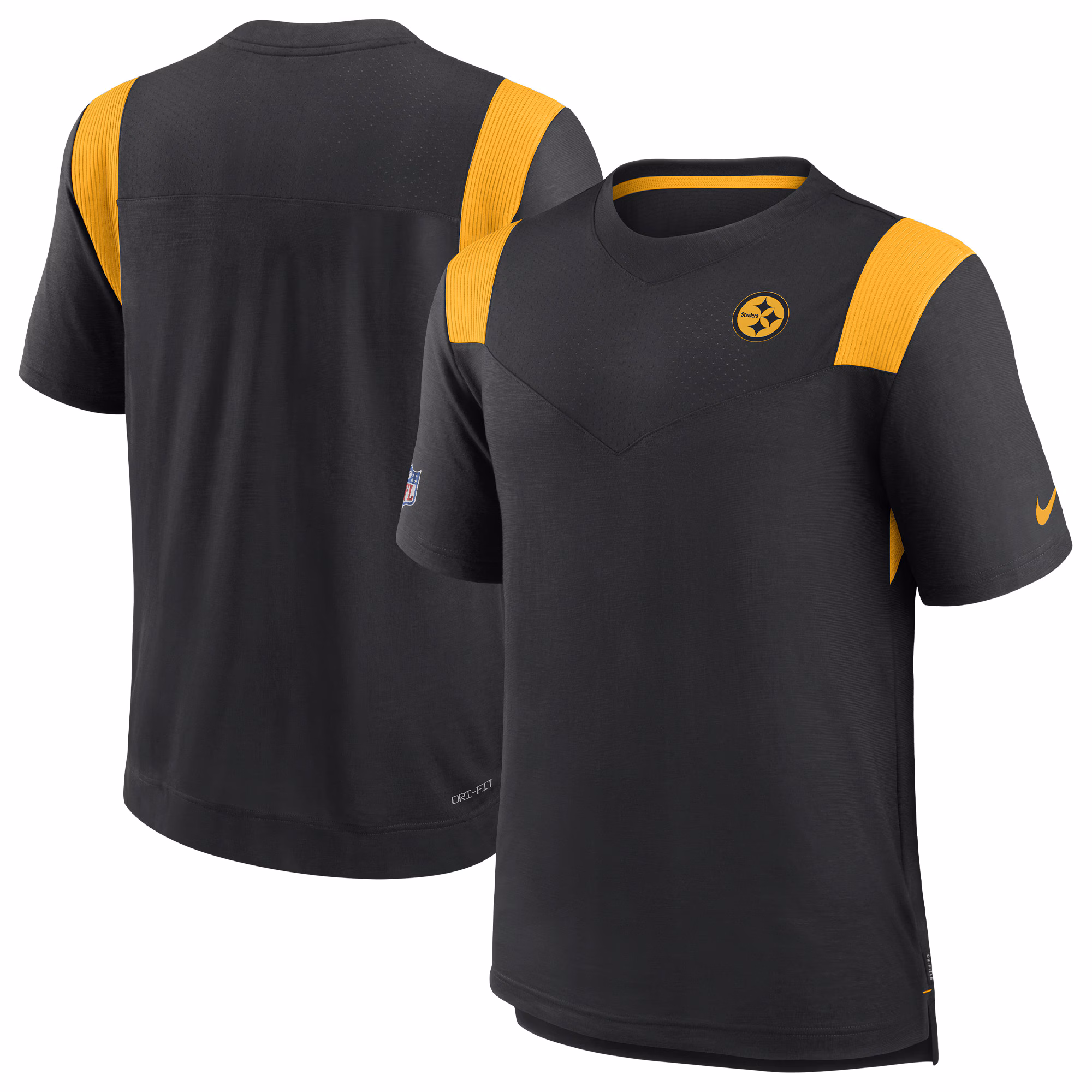 Men's Black Pittsburgh Steelers Sideline Tonal Logo Performance Player T-Shirt
