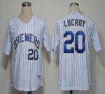 Milwaukee Brewers #20 Jonathan Lucroy White (blue strip) Stitched Jersey