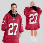Adult N.C 27 Georgia Football Unisex Blanket Hoodie