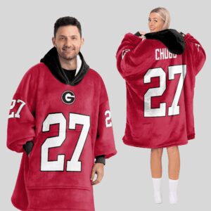 Adult N.C 27 Georgia Football Unisex Blanket Hoodie